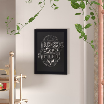 Flash Furniture Canterbury 18" x 24" Black Wall Mount Magnetic Chalkboard Sign w/ Eraser, Hanging Wall Chalkboard Memo Board for Home, School, or Business, Model# HGWA-GDIS-CRE8-952315-GG