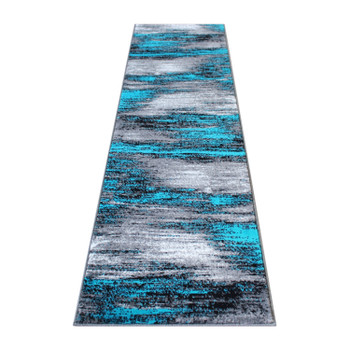 Flash Furniture Rylan Collection 2' x 7' Turquoise Abstract Area Rug-Olefin Rug w/ Jute Backing for Hallway, Entryway, Bedroom, Living Room, Model# ACD-RGTRZ863-27-TQ-GG