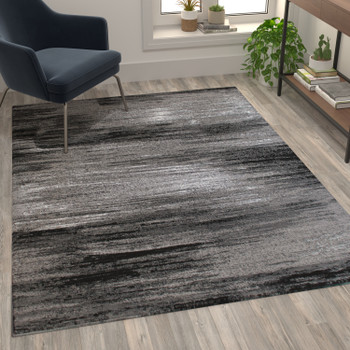 Flash Furniture Rylan Collection 5' x 7' Gray Scraped Design Area Rug Olefin Rug w/ Jute Backing Living Room, Bedroom, Entryway, Model# ACD-RGTRZ863-57-GY-GG