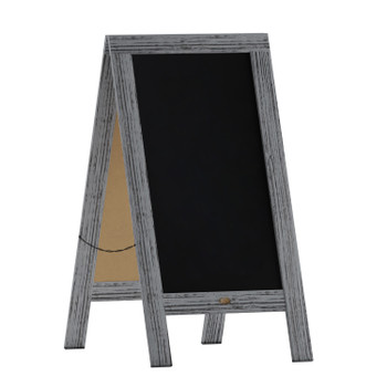 Flash Furniture Canterbury 40" x 20" Vintage Wooden A-Frame Magnetic Indoor/Outdoor Chalkboard Sign, Freestanding Double Sided Extra Large Message Board, Graywash, Model# HGWA-GDI-CRE8-132315-GG