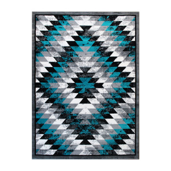 Flash Furniture Teagan Collection Southwestern 8' x 10' Turquoise Area Rug Olefin Rug w/ Jute Backing Entryway, Living Room, Bedroom, Model# OKR-RG1106-810-TQ-GG