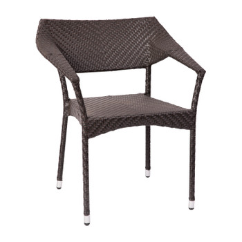 Flash Furniture Jace Commercial Grade Stacking Patio Chair, All Weather PE Rattan Wicker Patio Dining Chair in Espresso, Model# TT-TT002-ESP-GG