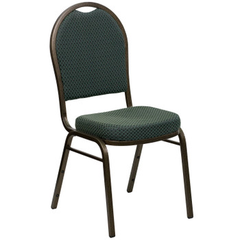 Flash Furniture HERCULES Series Dome Back Stacking Banquet Chair in Green Patterned Fabric Gold Vein Frame, Model# FD-C03-GOLDVEIN-4003-GG