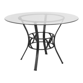 Flash Furniture Carlisle 45'' Round Glass Dining Table w/ Black Metal Frame, Model# XU-TBG-5-GG