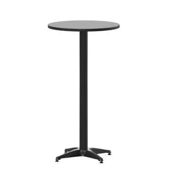 Flash Furniture Mellie 23.25" Black Round Metal Indoor-Outdoor Bar Height Table w/ Flip-Up Table, Model# TLH-059A-BK-GG