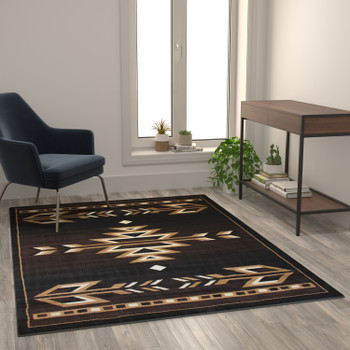 Flash Furniture Amado Collection Southwestern 5' x 7' Brown Area Rug, Model# KP-RGB9072-57-BN-GG