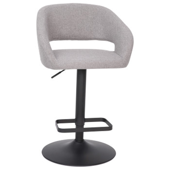 Flash Furniture Erik Contemporary Gray Fabric Adjustable Height Barstool w/ Rounded Mid-Back & Black Base, Model# CH-122070-GYFABBK-GG