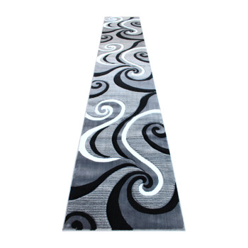 Flash Furniture Athos Collection 3' x 16' Gray Abstract Area Rug, Model# KP-RG952-316-GY-GG