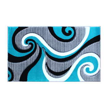 Flash Furniture Athos Collection 2' x 3' Turquoise Abstract Area Rug, Model# KP-RG952-23-TQ-GG