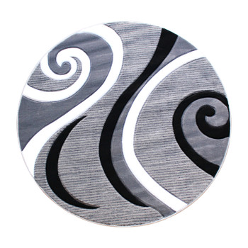 Flash Furniture Athos Collection 5' x 5' Gray Abstract Area Rug, Model# KP-RG952-55-GY-GG