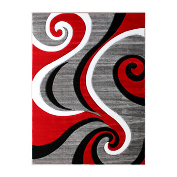 Flash Furniture Athos Collection 5' x 7' Red Abstract Area Rug, Model# KP-RG952-57-RD-GG