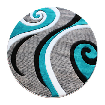 Flash Furniture Athos Collection 5' x 5' Turquoise Abstract Area Rug, Model# KP-RG952-55-TQ-GG