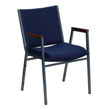 Flash Furniture HERCULES Series Heavy Duty Navy Blue Dot Fabric Stack Chair w/ Arms, Model# XU-60154-NVY-GG