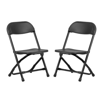 Flash Furniture Timmy 2 Pack Kids Black Plastic Folding Chair, Model# 2-Y-KID-BK-GG