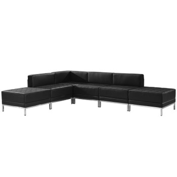 Flash Furniture HERCULES Imagination Series Black LeatherSoft Sectional Configuration, 6 Pieces, Model# ZB-IMAG-SECT-SET8-GG