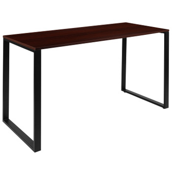 Flash Furniture Modern Commercial Grade Desk Industrial Style Computer Desk Sturdy Home Office Desk 55" Length-Mahogany, Model# GC-GF156-14-MHG-GG