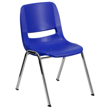 Flash Furniture HERCULES Series 440 lb. Capacity Kid's Navy Ergonomic Shell Stack Chair w/ Chrome Frame & 14" Seat Height, Model# RUT-14-NVY-CHR-GG
