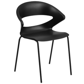 Flash Furniture HERCULES Series 440 lb. Capacity Black Stack Chair, Model# RUT-4-BK-GG