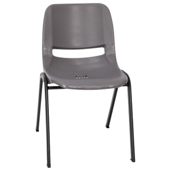 Flash Furniture HERCULES Series 661 lb. Capacity Gray Ergonomic Shell Stack Chair w/ Black Frame & 16'' Seat Height, Model# RUT-16-PDR-GY-GG