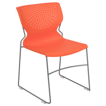 Flash Furniture HERCULES Series 661 lb. Capacity Orange Full Back Stack Chair w/ Gray Powder Coated Frame, Model# RUT-438-OR-GG