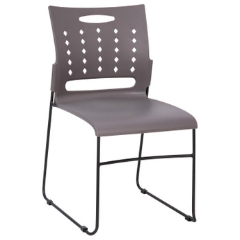 Flash Furniture HERCULES Series 881 lb. Capacity Gray Sled Base Stack Chair w/ Air-Vent Back, Model# RUT-2-GY-BK-GG