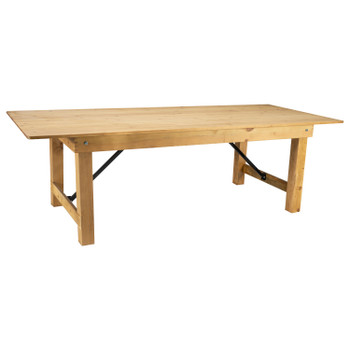 Flash Furniture HERCULES 8' x 40" Rectangular Antique Rustic Light Natural Solid Pine Folding Farm Table, Model# XA-F-96X40-LN-GG
