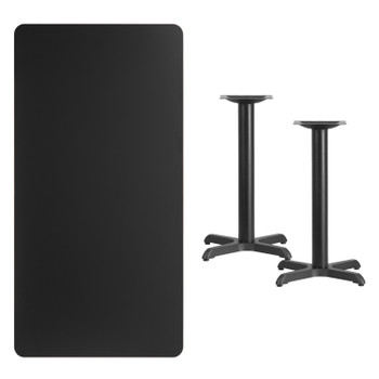 Flash Furniture Stiles 30'' x 60'' Rectangular Black Laminate Table Top w/ 22'' x 22'' Table Height Bases, Model# XU-BLKTB-3060-T2222-GG