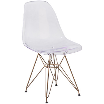 Flash Furniture Elon Series Ghost Chair w/ Gold Metal Base, Model# FH-130-CPC1-GG