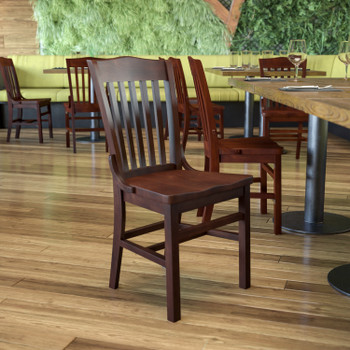 Flash Furniture HERCULES Series School House Back Walnut Wood Restaurant Chair, Model# XU-DG-W0006-WAL-GG