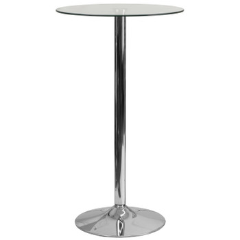 Flash Furniture Fredrick 23.75'' Round Glass Table w/ 41.75''H Chrome Base, Model# CH-3-GG