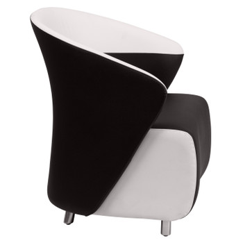 Flash Furniture Pasithea Black LeatherSoft Curved Barrel Back Lounge Chair w/ Melrose White Detailing, Model# ZB-7-GG