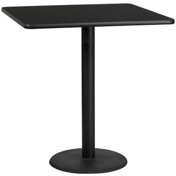 Flash Furniture Stiles 42'' Square Black Laminate Table Top w/ 24'' Round Bar Height Table Base, Model# XU-BLKTB-4242-TR24B-GG