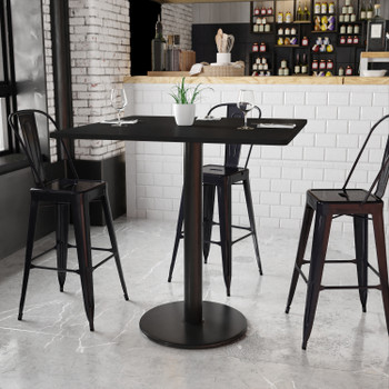 Flash Furniture Stiles 42'' Square Black Laminate Table Top w/ 24'' Round Bar Height Table Base, Model# XU-BLKTB-4242-TR24B-GG
