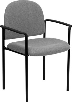 Flash Furniture Navy Fabric Comfortable Stackable Steel Side Chair with Arms Model BT-516-1-GY-GG