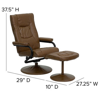 Flash Furniture Contemporary Palimino Leather Recliner and Ottoman with Leather Wrapped Base Model BT-7862-PALIMINO-GG 2