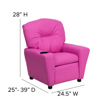 Flash Furniture Contemporary Hot Pink Vinyl Kids Recliner with Cup Holder Model BT-7950-KID-HOT-PINK-GG 2