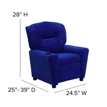 Flash Furniture Contemporary Blue Microfiber Kids Recliner with Cup Holder Model BT-7950-KID-MIC-BLUE-GG 2