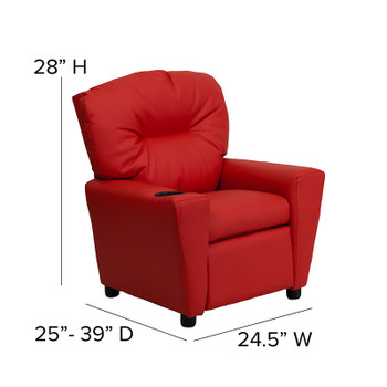 Flash Furniture Contemporary Red Vinyl Kids Recliner with Cup Holder Model BT-7950-KID-RED-GG 2