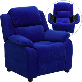 Flash Furniture Deluxe Heavily Padded Contemporary Blue Microfiber Kids Recliner with Storage Arms Model BT-7985-KID-MIC-BLUE-GG 3