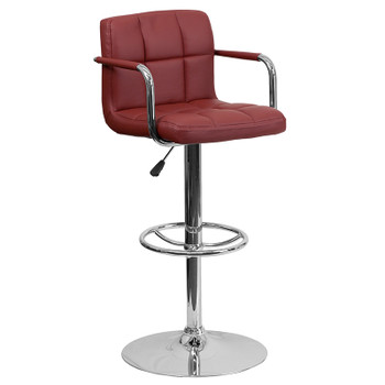 Flash Furniture Contemporary Burgundy Quilted Vinyl Adjustable Height Bar Stool with Chrome Base Model CH-102029-BURG-GG