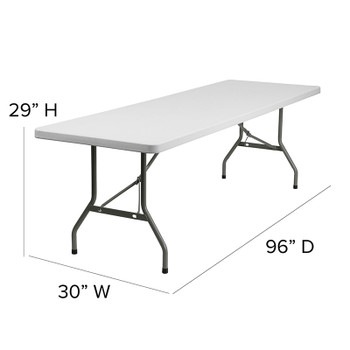 Flash Furniture 30''W x 96''L Plastic Folding Table, Model DAD-YCZ-244-GW-GG 2