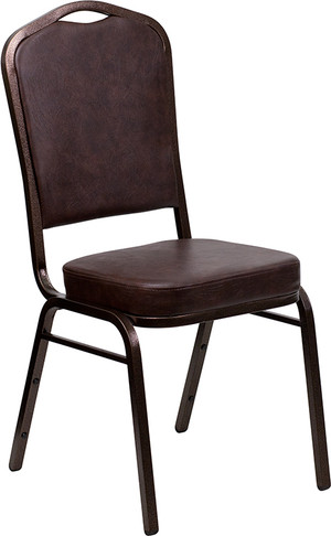 Flash Furniture HERCULES Series Crown Back Stacking Banquet Chair with Tan Vinyl and 2.5'' Thick Seat - Copper Vein Frame Model FD-C01-COPPER-BRN-VY-GG