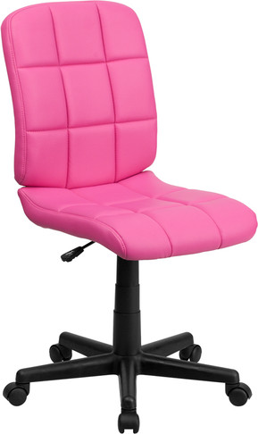 Flash Furniture Mid-Back Pink Quilted Vinyl Task Chair with Nylon Arms Model GO-1691-1-PINK-GG