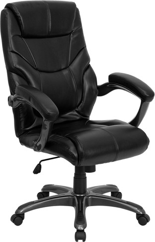 Flash Furniture High Back Black Leather OverStuffed Executive Office Chair, Model GO-724H-BK-LEA-GG
