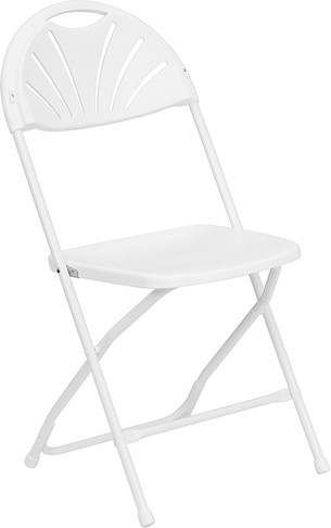 Flash Furniture HERCULES Series 800 lb. Capacity White Plastic Fan Back Folding Chair Model LE-L-4-WHITE-GG
