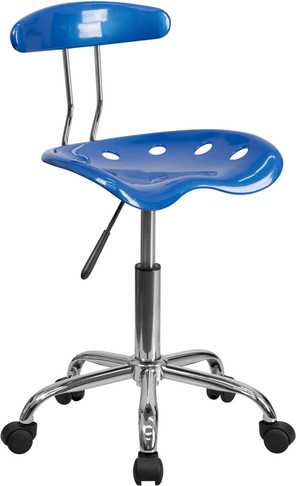 Flash Furniture Vibrant Bright Blue and Chrome Computer Task Chair with Tractor Seat Model LF-214-BRIGHTBLUE-GG