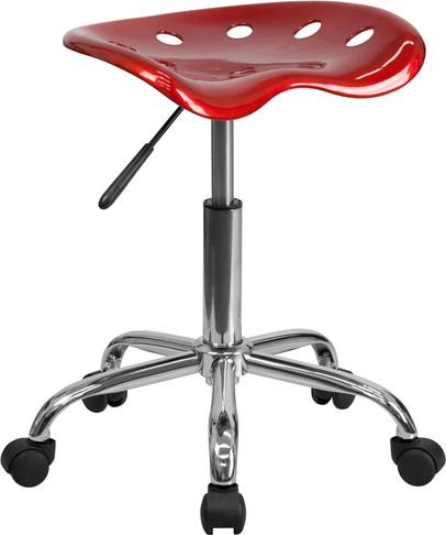Flash Furniture Vibrant Orange-Yellow Tractor Seat and Chrome Stool Model LF-214A-WINERED-GG