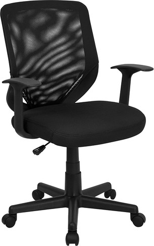 Flash Furniture Mid-Back Black Mesh Office Chair with Mesh Fabric Seat, Model LF-W-95A-BK-GG