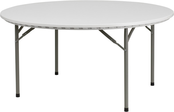 Flash Furniture 60'' Round Granite White Plastic Folding Table, Model RB-60R-GG