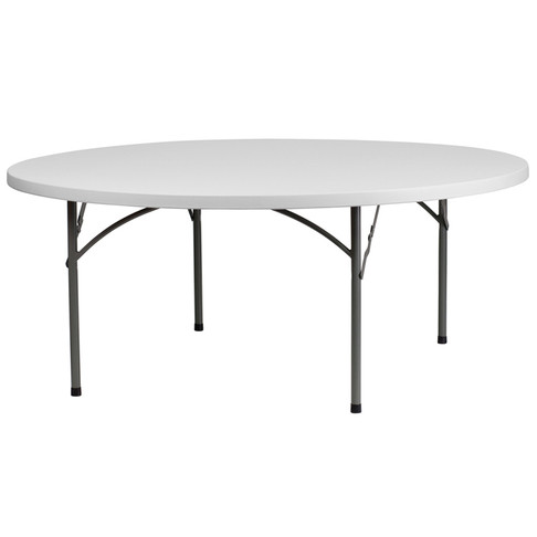 Flash Furniture 72'' Round Granite White Plastic Folding Table, Model RB-72R-GG
